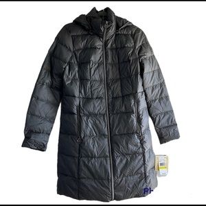 Michael Kors grey gunmetal down feather packable coat with removable hood